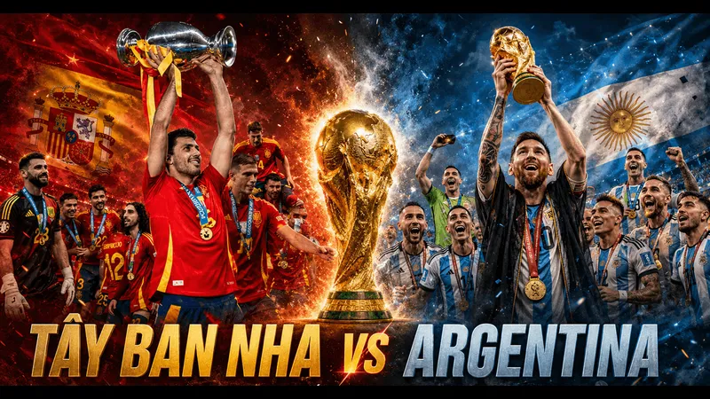 Cầu thủ Tây Ban Nha và Argentina đang tranh chấp quả bóng trên sân Cầu thủ Tây Ban Nha và Argentina đang tranh chấp quả bóng trên sân